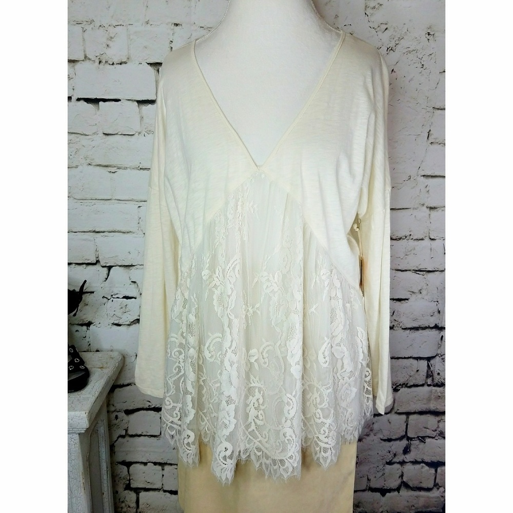 Taylor & Sage Lace Ivory Blouse sz Lg - Picture 2 of 8